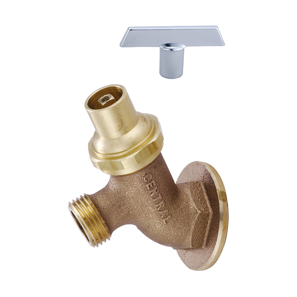 Central Brass Lawn Faucet, NPT, Single Hole, Rough Brass, Connection Size: 3/4" 0576-3/4